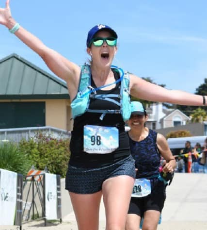 Photo of **** wearing her MedicAlert bracelet in a marathon.