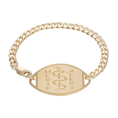 Image for Classic Large Embossed Medical ID Bracelet 10k Gold