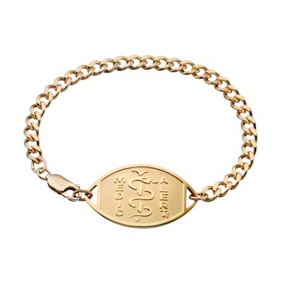 Image for Classic Embossed Medical ID Bracelet 10k Gold