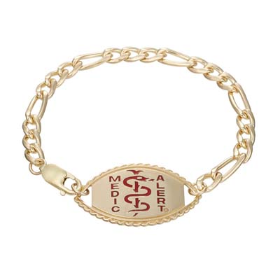 Image for Figaro Elite Medical ID Bracelet 14k Gold