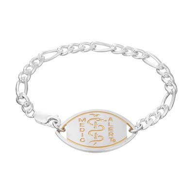 Image for Figaro Medical ID Bracelet Sterling Silver